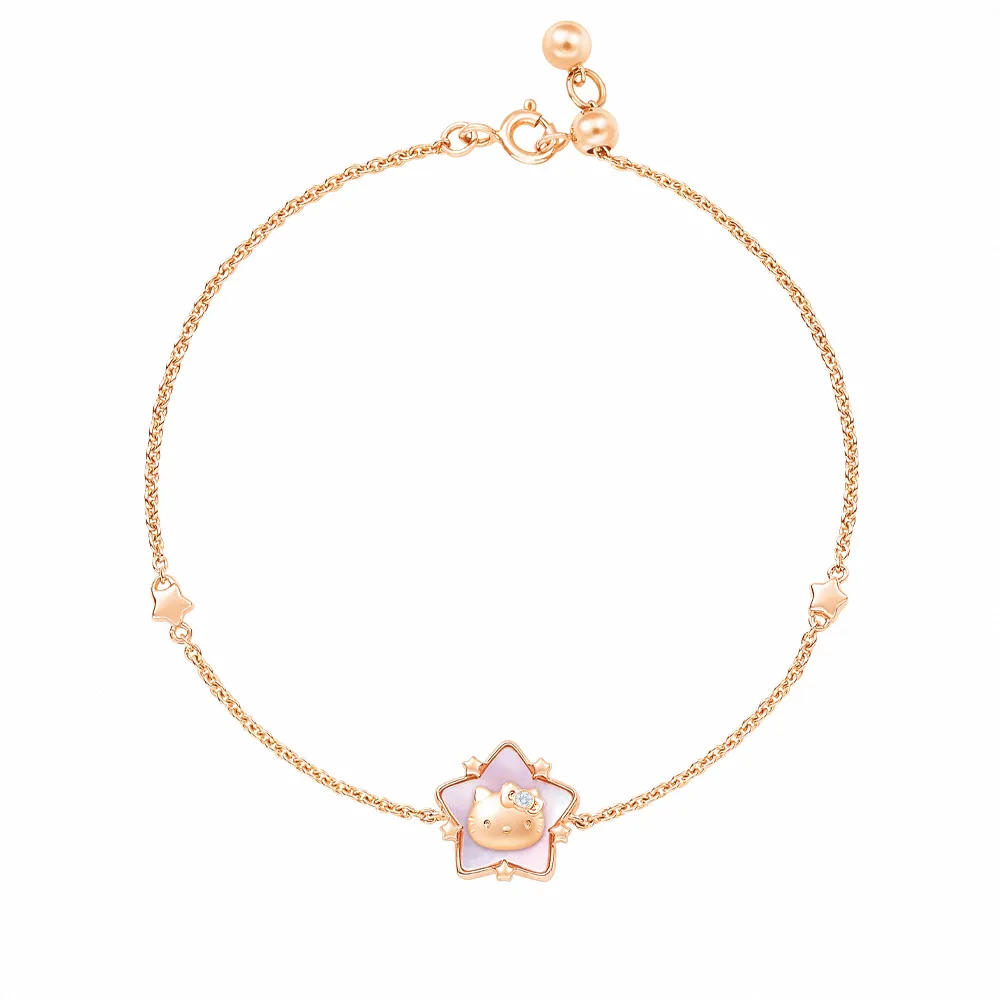 【Just Diamond】鎮金店 18K玫瑰金 Hello Kitty 讓愛轉動 鑽石手鍊
