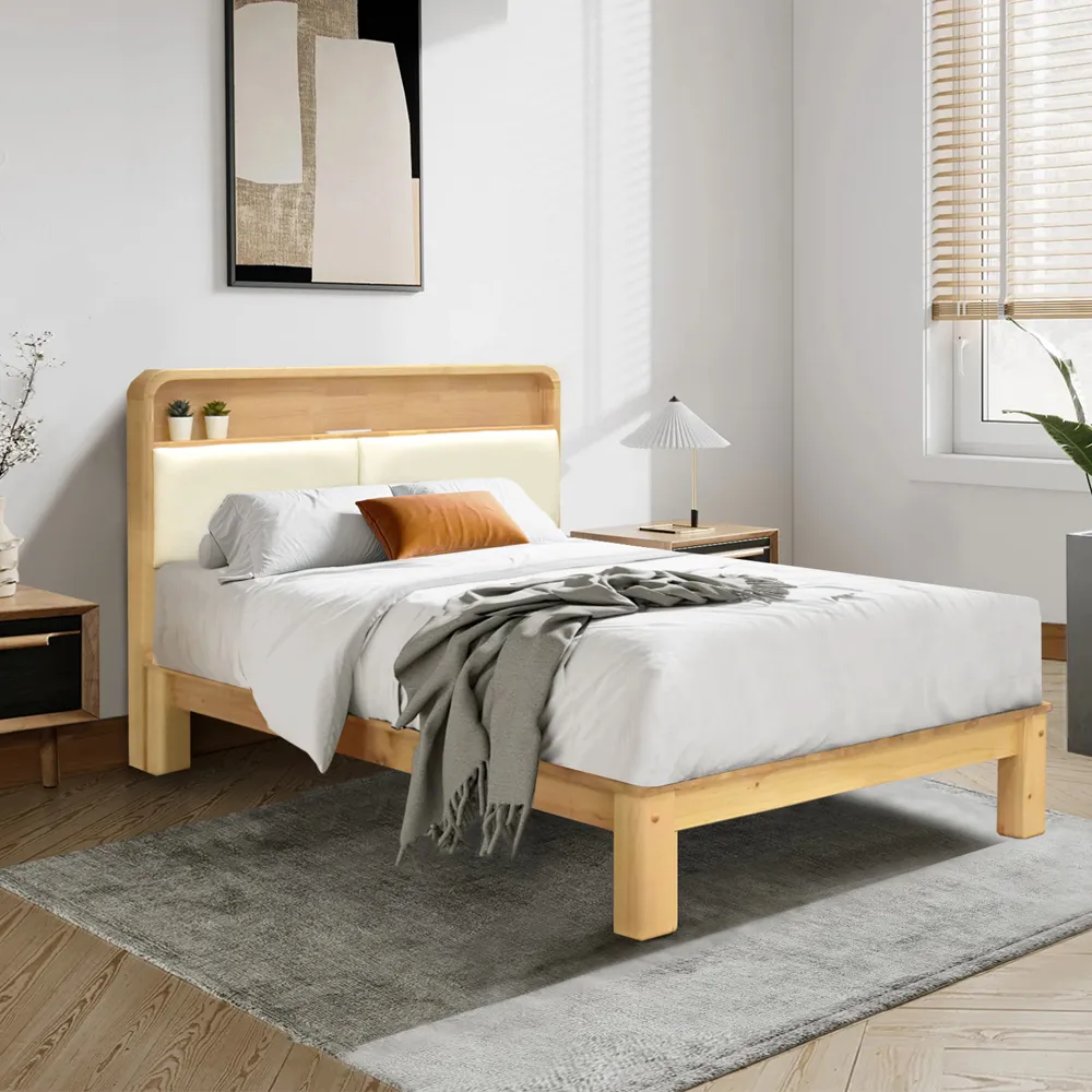 【IHouse】北歐實木路易強化版 3.5尺床組 2件組(907床頭+床底)