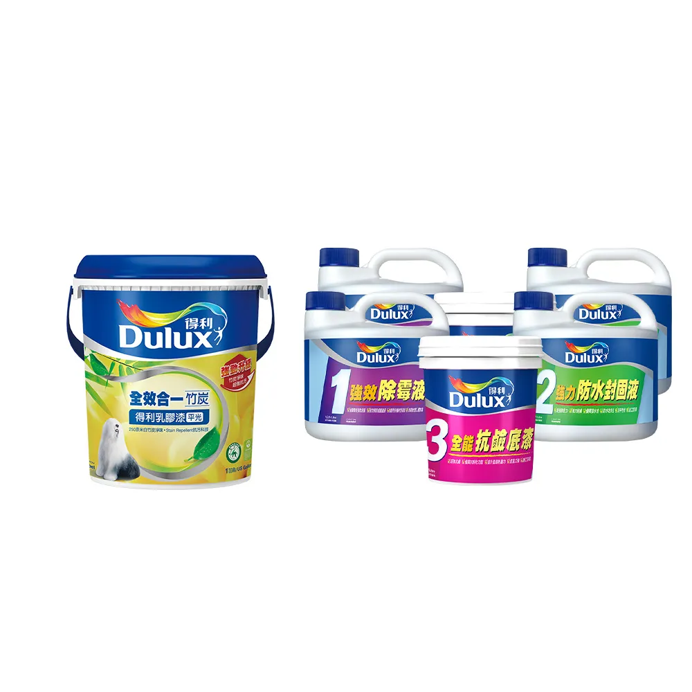 【得利】Dulux官方旗艦店★6坪 全效合一乳膠漆+壁癌包組合(油漆 壁癌漆)