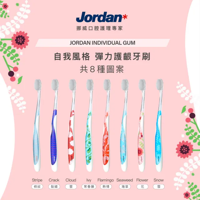 【Jordan】自我風格牙齦護理牙刷 8入組(顏色圖案隨機出貨 日本好市多 限定組 同步上市)