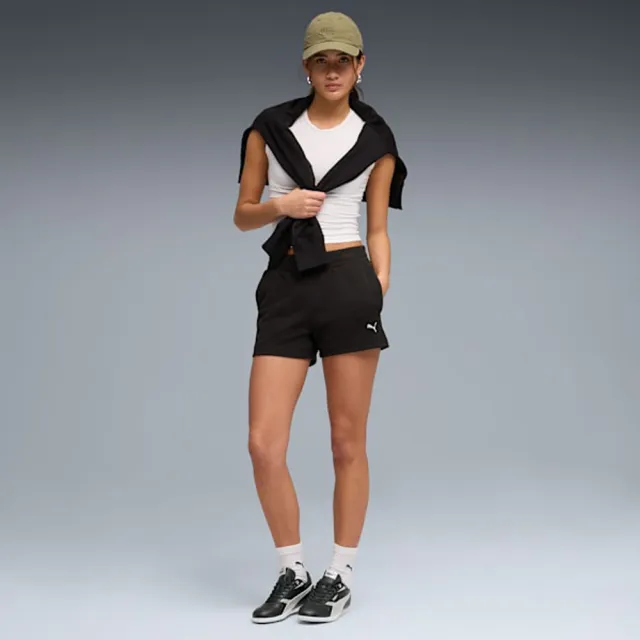 【PUMA】短褲 女 運動褲 4吋 歐規 ESS 黑 69292001