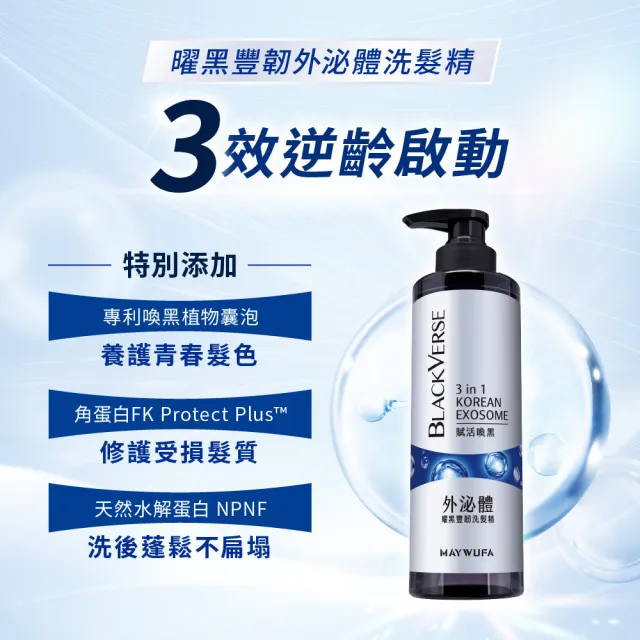 【美吾髮】BLACKVERSE賦活喚黑 曜黑豐韌外泌體洗髮精530ml_2入(喚黑/豐盈/強韌/蓬鬆)