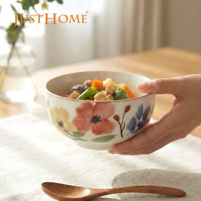 【Just Home】映花陶瓷5吋飯碗5件組/6吋麵碗4件組-擇一款(可微波餐具/飯碗/麵碗/湯碗)