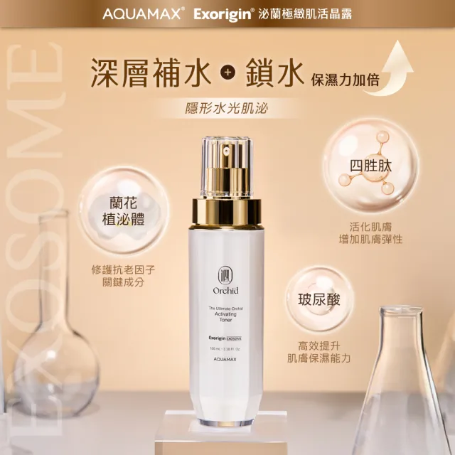 【AQUAMAX 奧科美氏】泌蘭極緻肌活晶露2入分享組-濕敷/曬後舒緩/蘭花植泌體/牛奶外泌體/玻尿酸/保濕化妝水
