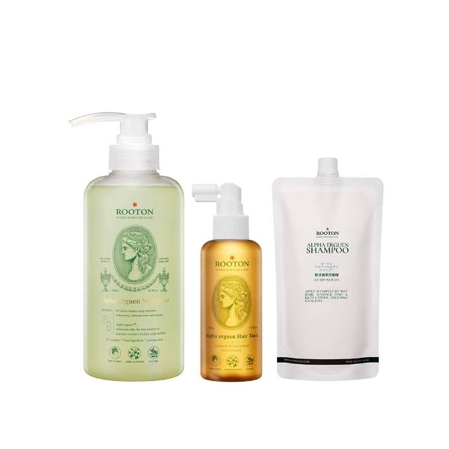 【ROOTON】官方直營 甦活植萃養髮組-洗髮精500ml+洗髮精補充包500ml+養髮液髮根噴霧150ml