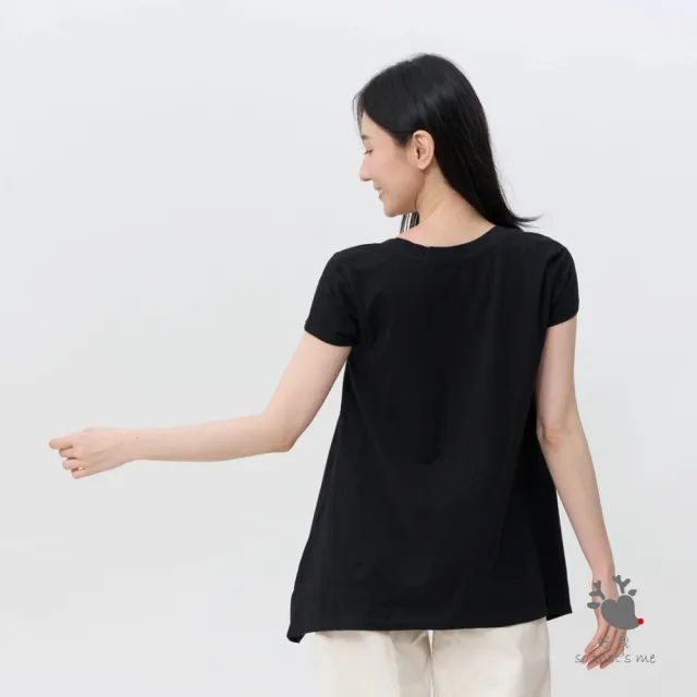 【so that’s me 好我】素面純棉大圓領短袖傘襬女TEE 黑