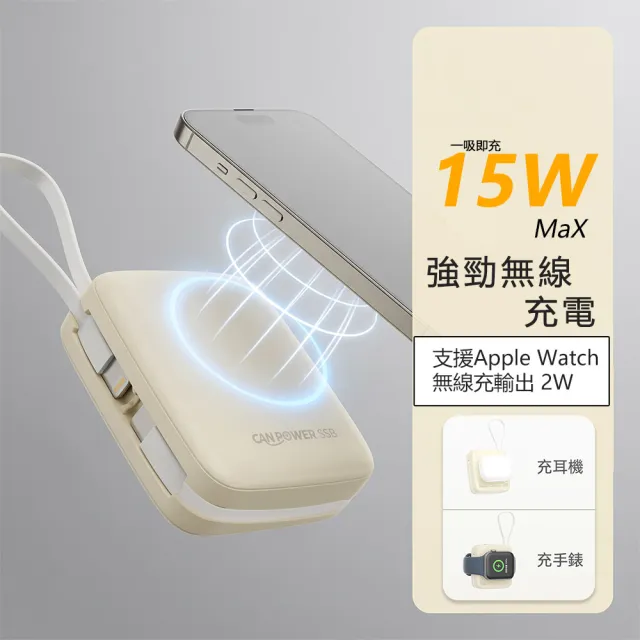 【RDi】半固態電芯行動電源 防爆防燃 PD快充 自帶線 手錶耳機磁吸無線充