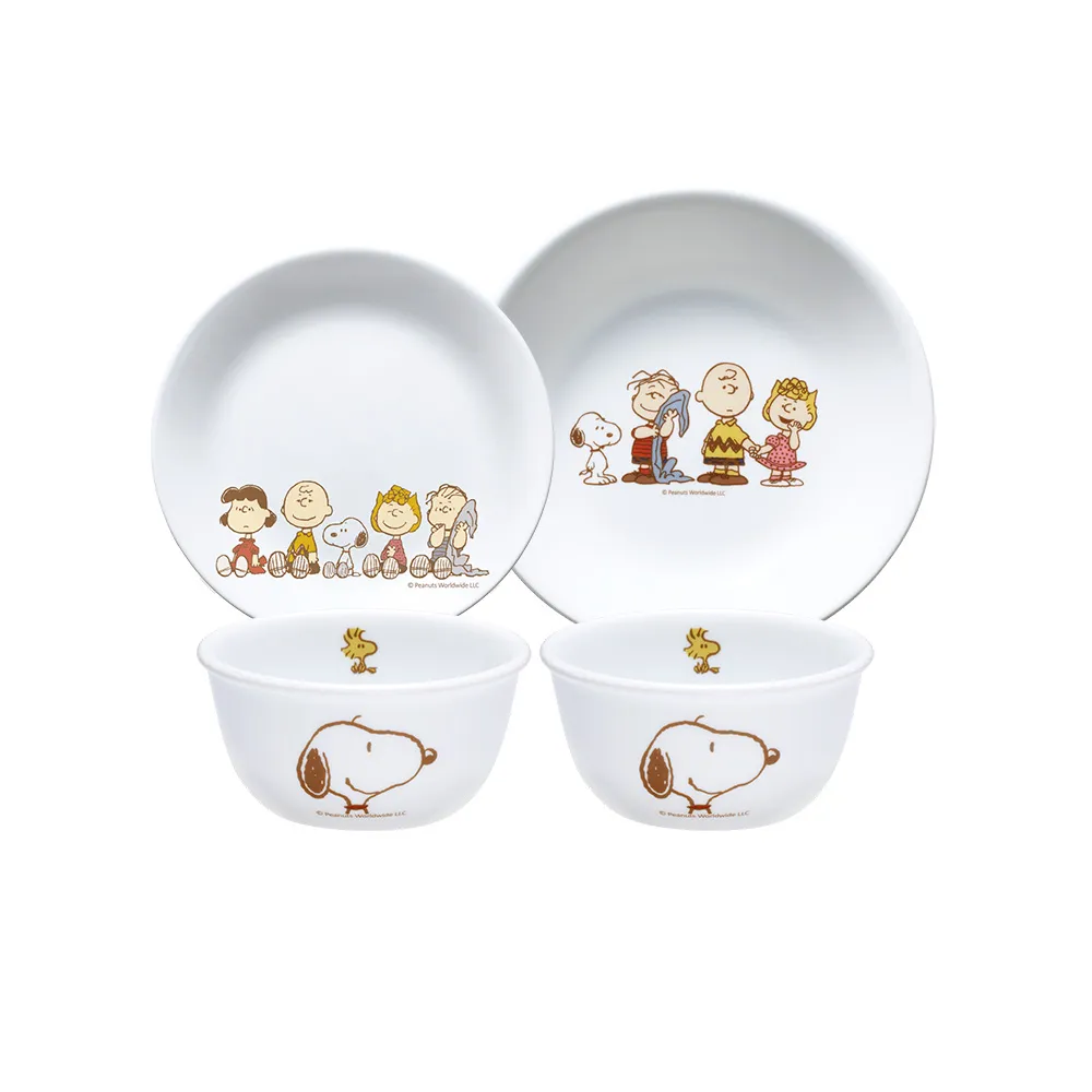 【CorelleBrands 康寧餐具】SNOOPY FRIENDS 4件式碗盤組(D03)