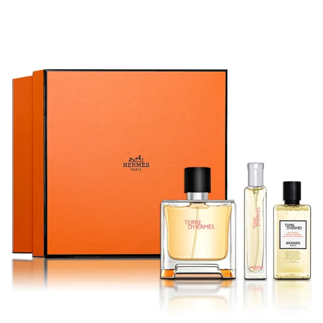 【Hermes 愛馬仕】大地男性香精禮盒 (75ML+隨身瓶15ML+沐浴露40ML)