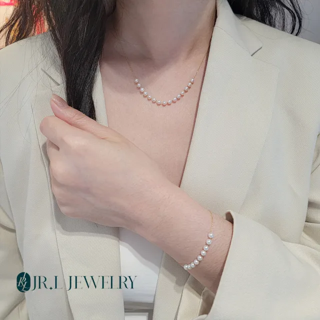 【JR.L JEWELRY】天然珍珠 魅力光芒18K金珍珠套組(手鍊3.5-4MM/項鍊3.5-4MM)