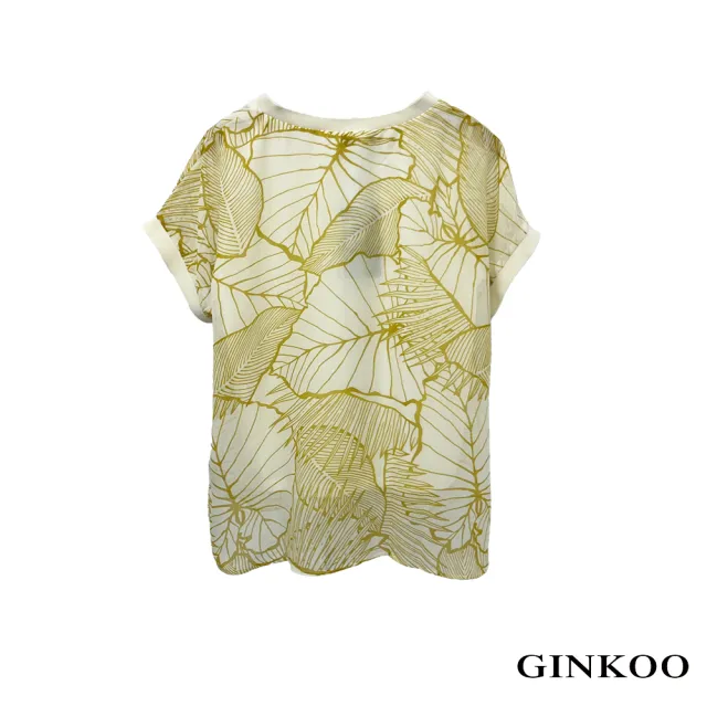 【GINKOO 俊克】葉子印花連袖上衣
