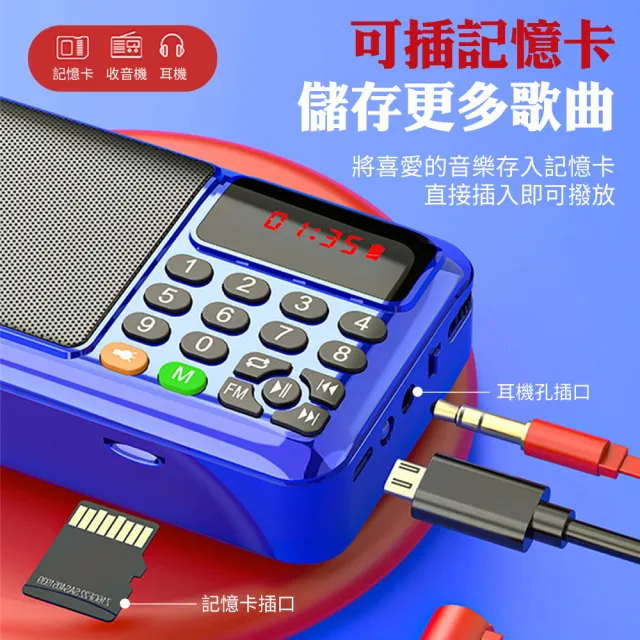 【WANGKE】旺科 老人收音機 送台灣製電池(MP3 FM收音機 藍芽音響 小音箱 大音量播放機 手電筒 父親節禮物)