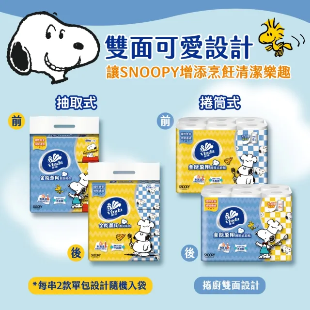【Vinda 維達】Snoopy限定版全能萬用抽取式廚房紙巾80抽(36包/箱)