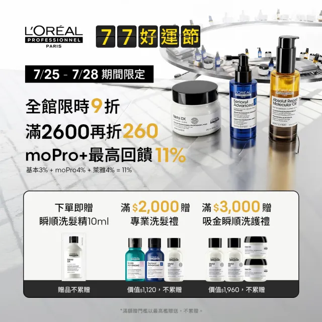 【L’OREAL 巴黎萊雅PRO】絲漾博吸金喚彩洗髮精500ml(瞬順髮膜/護髮/柔順/抗毛躁/肖戰推薦)