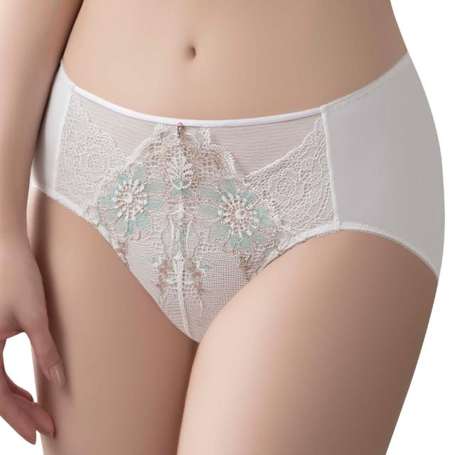 【Swear 思薇爾】撩波無拘束之花系列M-3XL蕾絲中腰三角女內褲(奶油色)
