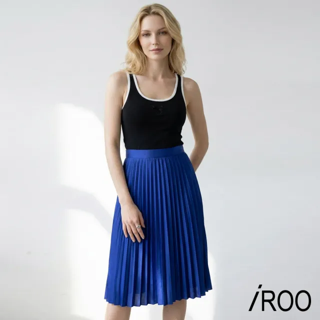 【iROO】經典壓摺中長裙
