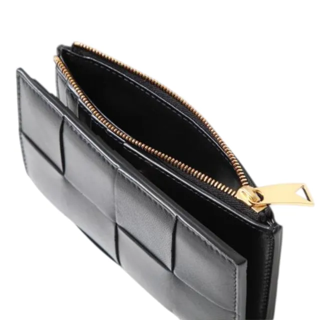 【BOTTEGA VENETA 寶緹嘉】BV Cassette Medium Bi-Fold 對折 零錢包 卡夾 中夾 皮夾 短夾 黑色 750262