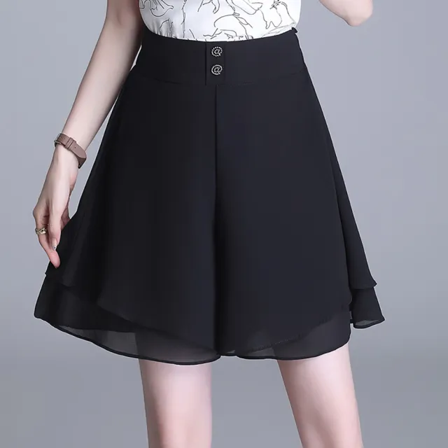 【麗質達人】722短款雪紡褲裙-KF (M-4XL)