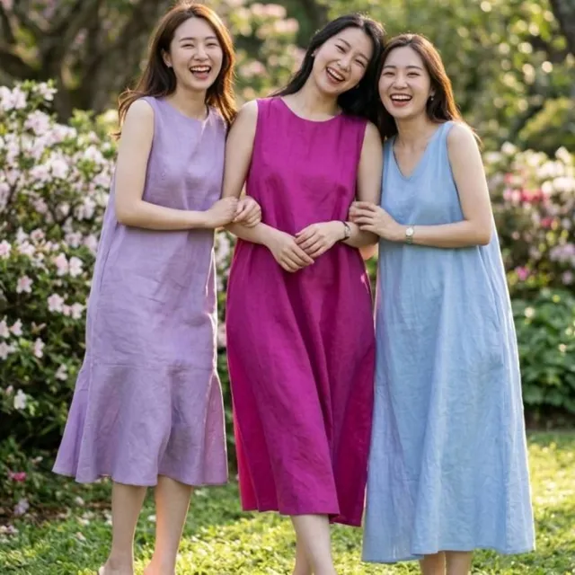 【米蘭精品】多款現貨限搶 洋裝無袖連身裙大尺碼女裝連衣裙(亞麻棉麻休閒長裙顯瘦魚尾女裙子多款74kf18)
