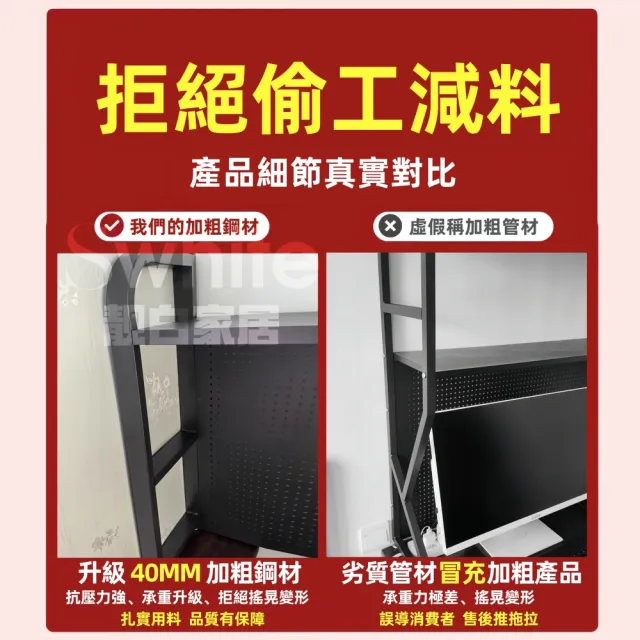 【靚白家居】傲雪電腦桌 120公分 大書架款(電競桌 書桌 洞洞板 辦公桌 工作桌 居家辦公)