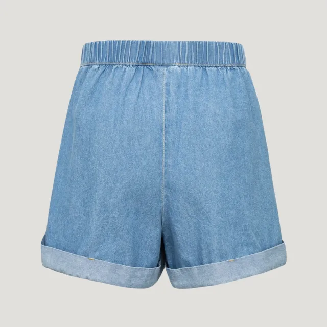 【adidas 愛迪達】丹寧短褲 LF4604 女款ORIGINALS綁帶寬鬆休閒牛仔短褲