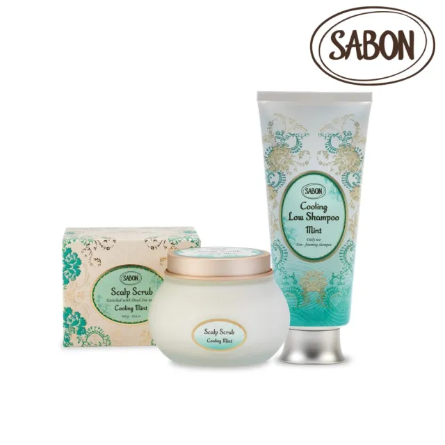 【SABON】官方直營 淨化髮肌組(死海鹽頭皮磨砂膏300g+沁檸薄荷溫和淨化洗髮乳200ml)