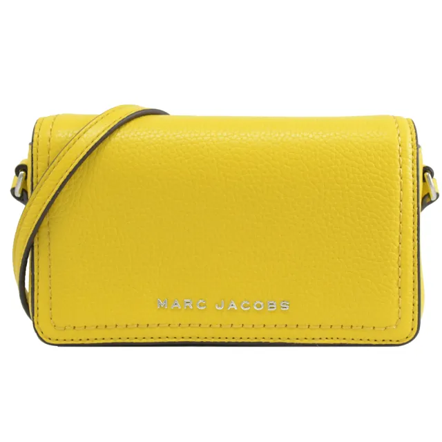 【MARC JACOBS】簡約金屬LOGO全皮革迷你方包單肩包斜背包(黃)