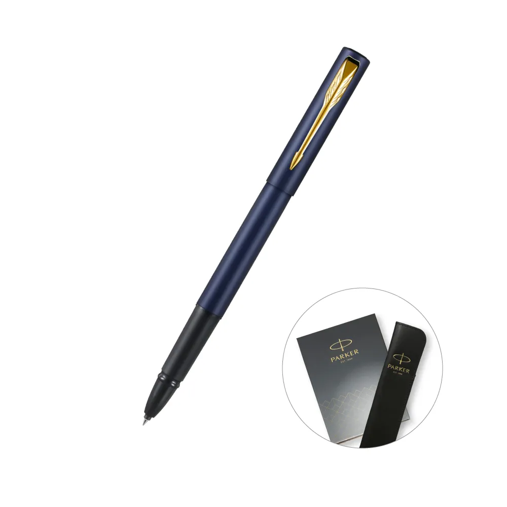 【PARKER】威雅XL 海軍藍鋼珠筆 真皮筆套禮盒 客製化刻字(原廠正貨)