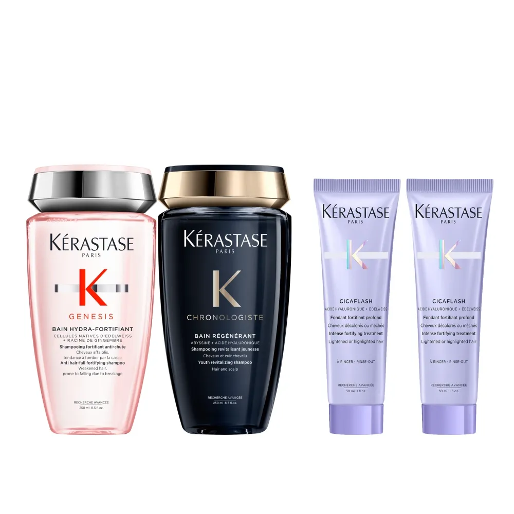 【KERASTASE 巴黎卡詩】髮浴250ml二入組(黑鑽極萃逆時+粉漾芯生清爽型)