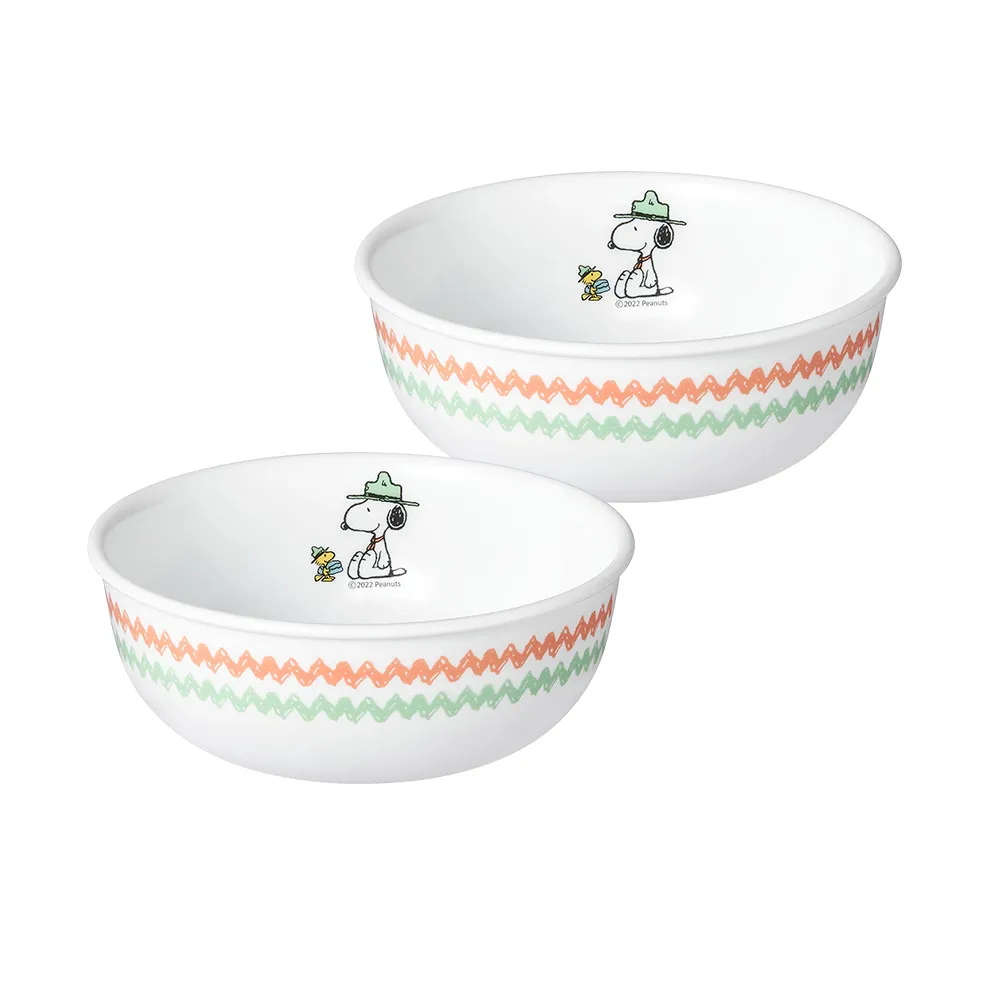 【CorelleBrands 康寧餐具】SNOOPY 露營趣 473ml韓式湯碗2入組-B04