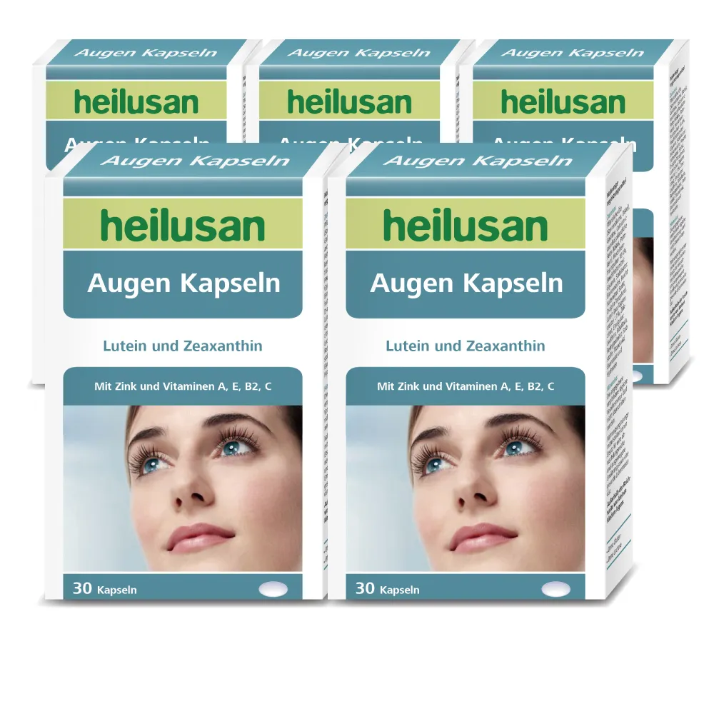 【Heilusan 好立善】EUREYE葉黃素複方軟膠囊30粒5盒組(游離型 玉米黃素藍莓/山桑子 維他命AB2CE鋅)