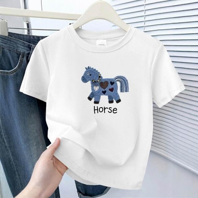【巴黎精品】現貨+預購 純棉短袖T恤寬鬆圓領上衣(小馬刺繡大尺碼女裝女上衣8款b6a21 A)