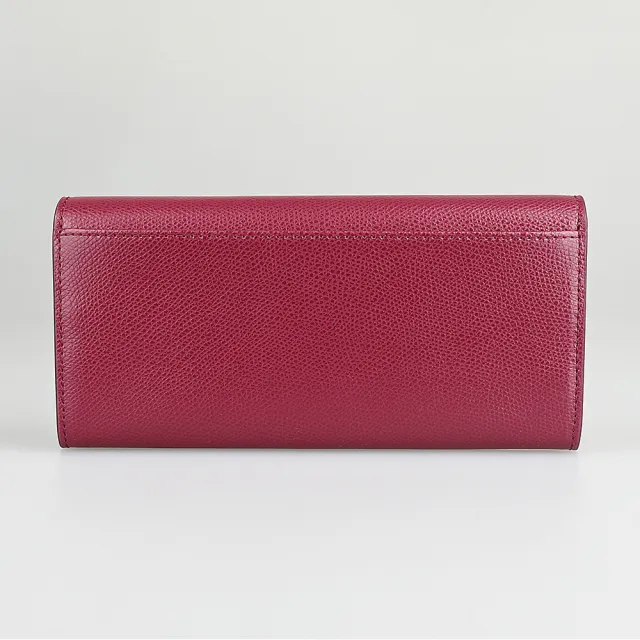【FURLA 芙拉】FURLA 1927系列拱門LOGO牛皮10卡翻蓋旋轉釦式長夾(深紅)