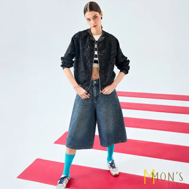 【MON’S】復古刷白牛仔七分褲