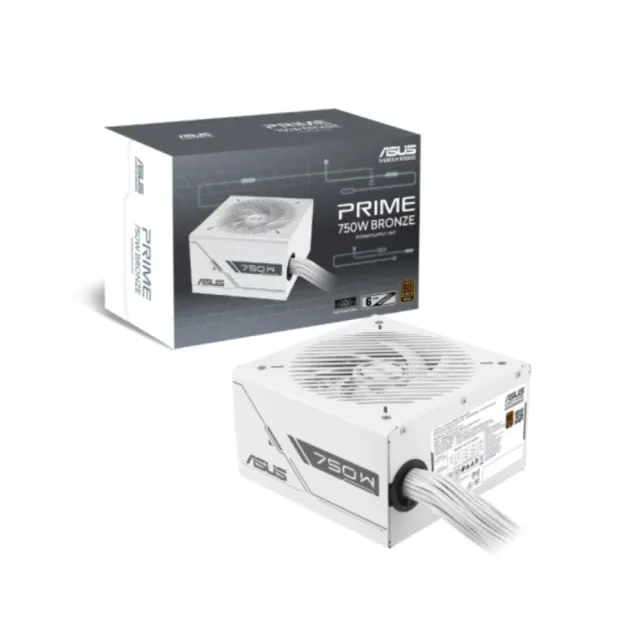 【ASUS 華碩】機殼+電源組★Prime AP202 ARGB White Edition 曲面全景玻璃機殼 白色+Prime 750W銅牌