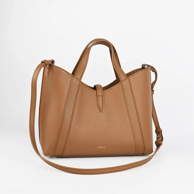 【FURLA 芙拉】Goccia S 手提/肩背/斜背三用包(s號/焦糖棕)