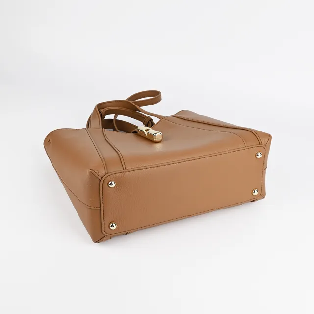 【FURLA 芙拉】Goccia S 手提/肩背/斜背三用包(s號/焦糖棕)