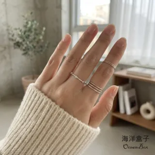 【海洋盒子】優雅竹節設計四芒星鑽S999純銀戒指