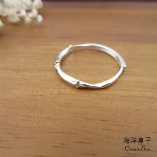 【海洋盒子】優雅竹節設計四芒星鑽S999純銀戒指