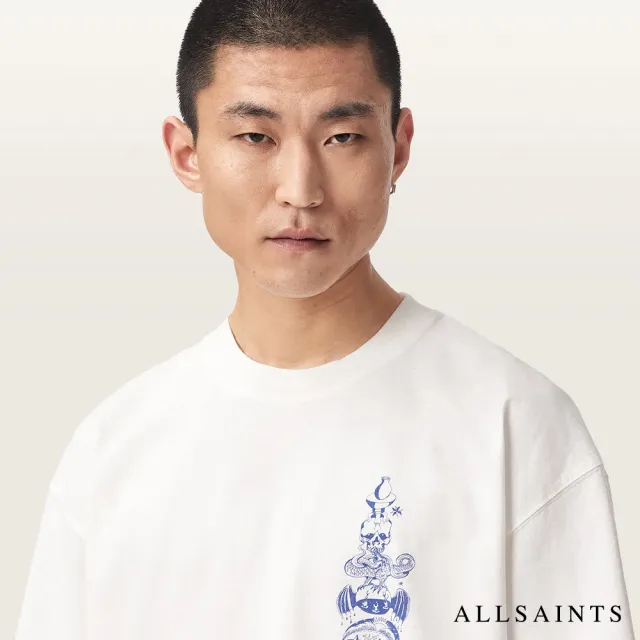 【ALLSAINTS】IGNIS 搖滾藝術T恤-白 M026PF(寬鬆版型)