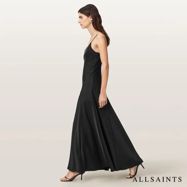 【ALLSAINTS】IRINA 細肩帶長洋裝-黑 W024DF(合身版型)