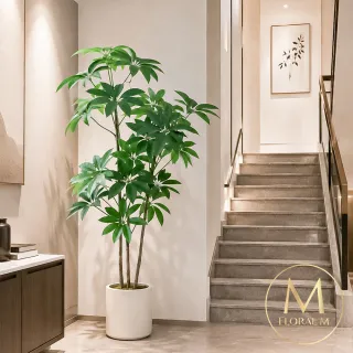 【Floral M】頂級擬真發財樹170cm大型仿真植栽(贈花盆)(仿真樹/免澆水/室內佈置/招財擺設/店面擺設)
