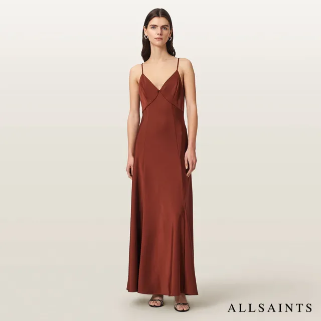 【ALLSAINTS】IRINA 細肩帶長洋裝-棕 W024DF(合身版型)