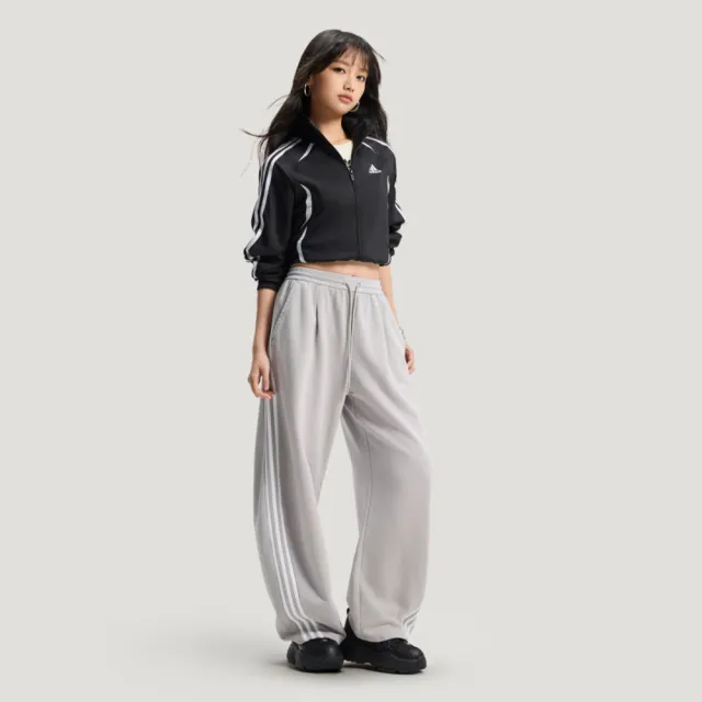 【adidas 愛迪達】Curved Knife P 女 長褲 運動長褲 休閒長褲 灰 白 亞版(IA7519)