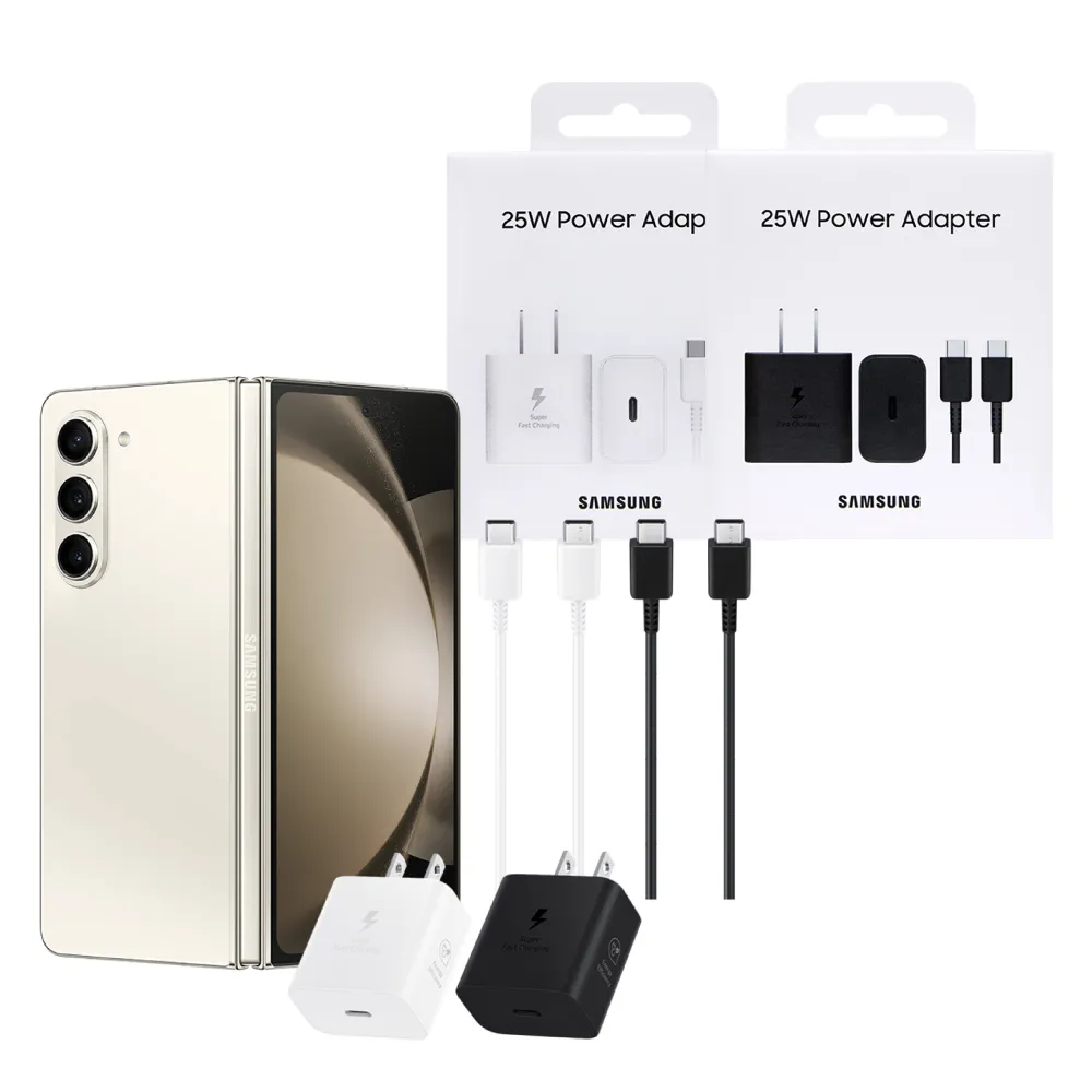【Samsung 三星】原廠新款 25W 超級快充頭 + 雙Type C線 T2510 / 支援Z Fold7 Flip7(盒裝組)