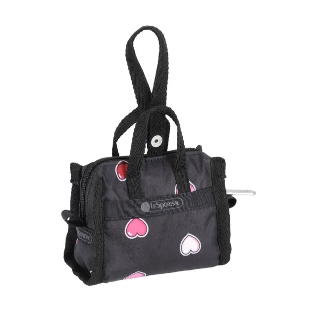 【Lesportsac】Micro Weekender Charm 小吊掛飾零錢包 收納袋(愛心貼紙印花)