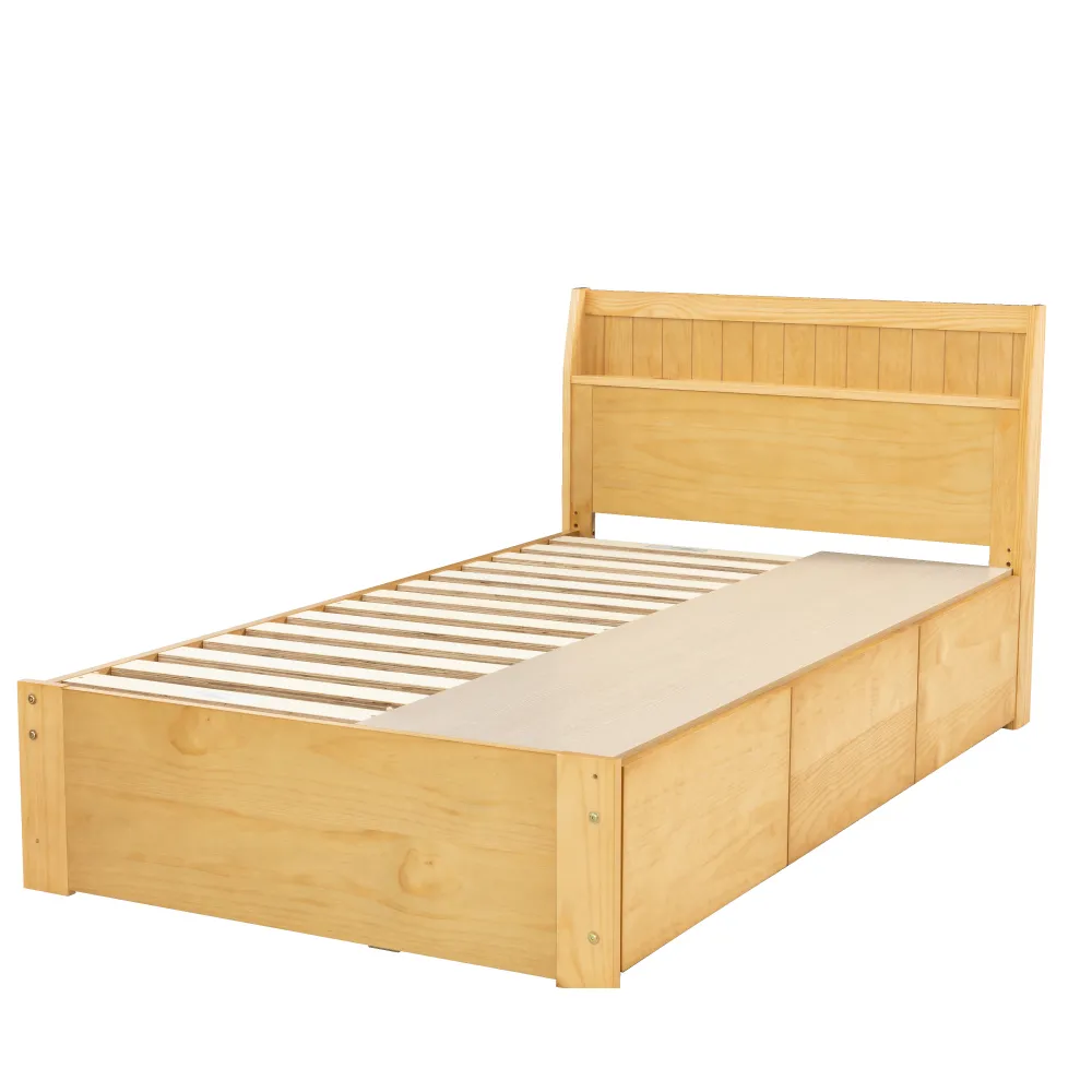 【NITORI 宜得利家居】◎實木雙人床座 床架 T SPIETH3 BOX LBR 松木 抽屜型(實木 床座 床架 SPIETH3)  