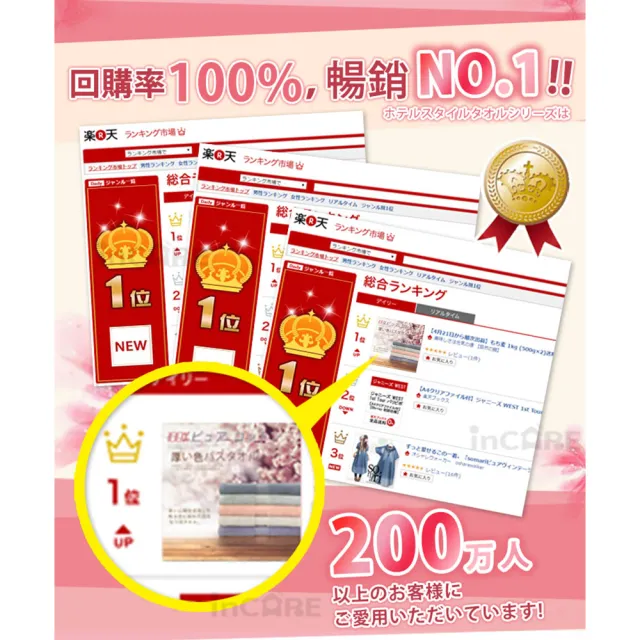 【Incare】超優質高級100%純棉素色大浴巾_超值6入組