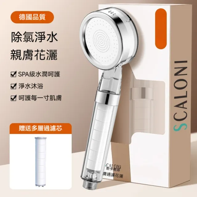 【Quality 聚家】過濾花灑 淋浴噴頭 增壓淋浴頭 凈化過濾器 衛浴套裝 浴室蓮蓬頭 1.5米軟管 PC+不銹鋼面板