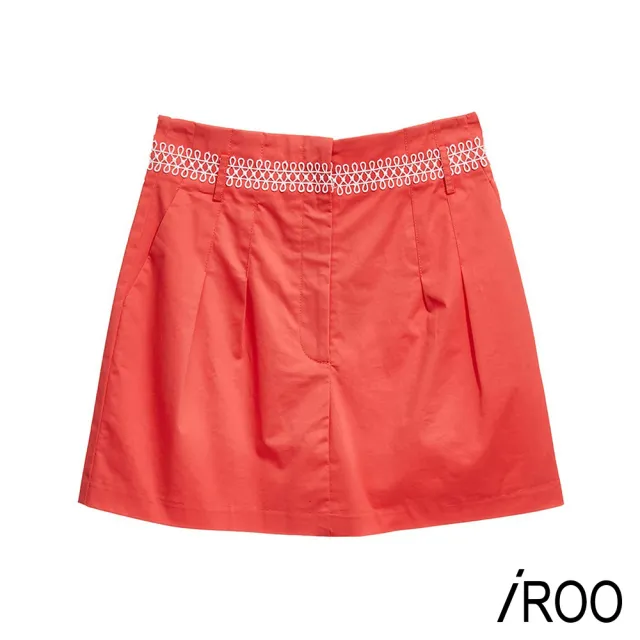 【iROO】圖騰蕾絲A字短裙